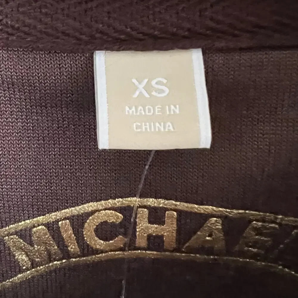 NWT MICHAEL Michael Kors Brown Velour Zip Front Track Jacket Size XS